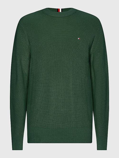 Muške Tommy Hilfiger Ribbed Crew Neck Relaxed Fit Jumper Džemper Zeleno | TH362TFQ