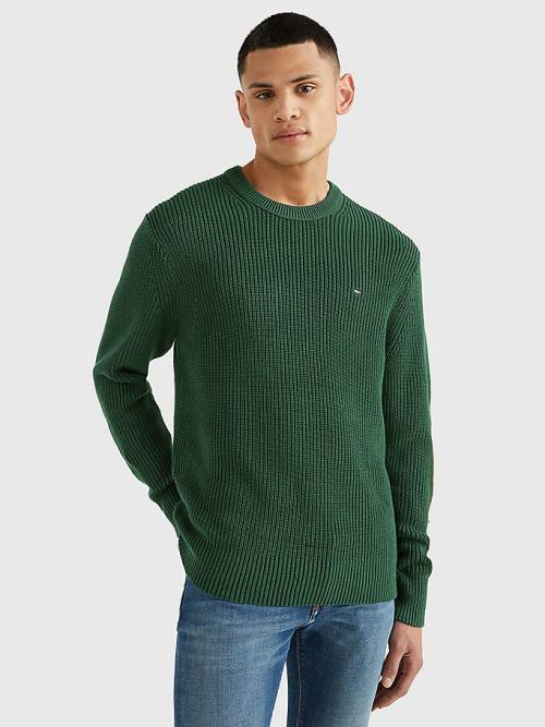 Muške Tommy Hilfiger Ribbed Crew Neck Relaxed Fit Jumper Džemper Zeleno | TH362TFQ