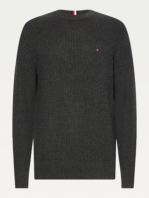 Muške Tommy Hilfiger Ribbed Crew Neck Relaxed Fit Jumper Džemper Siva | TH709PWU