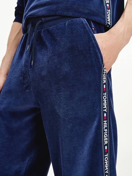 Muške Tommy Hilfiger Ribbed Texture Joggers Pidžama Plava | TH473ZXL