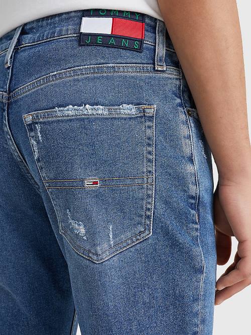 Muške Tommy Hilfiger Scanton Slim Fit Distressed Hem Farmerke Denim Plava | TH830LZP