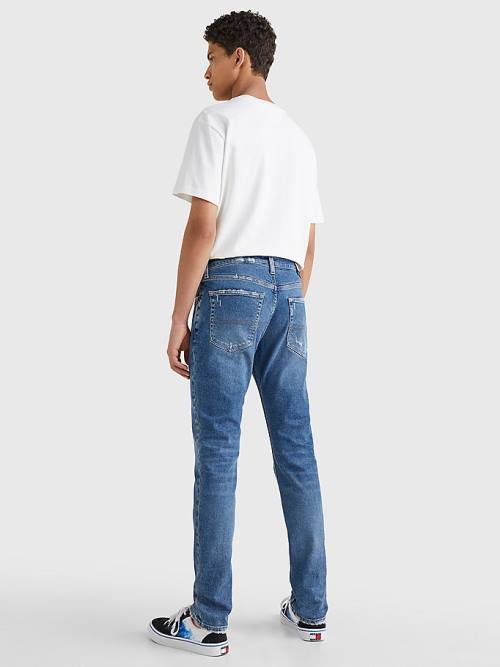 Muške Tommy Hilfiger Scanton Slim Fit Distressed Hem Farmerke Denim Plava | TH830LZP