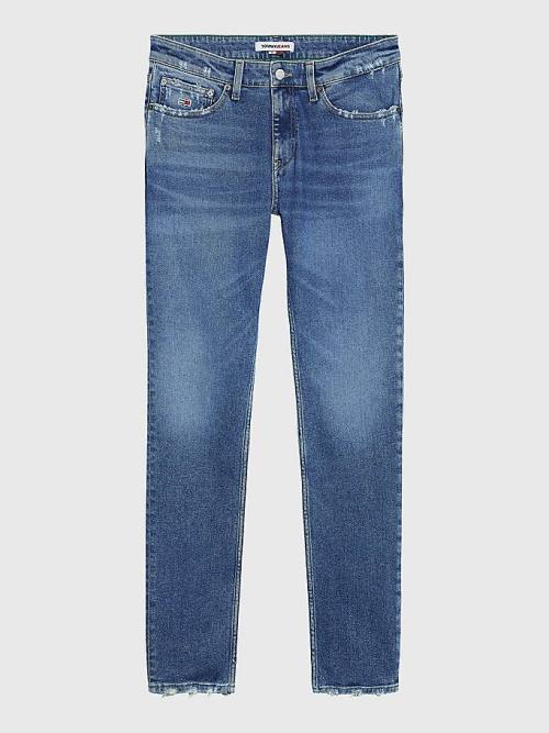 Muške Tommy Hilfiger Scanton Slim Fit Distressed Hem Farmerke Denim Plava | TH830LZP