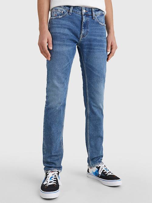 Muške Tommy Hilfiger Scanton Slim Fit Distressed Hem Farmerke Denim Plava | TH830LZP