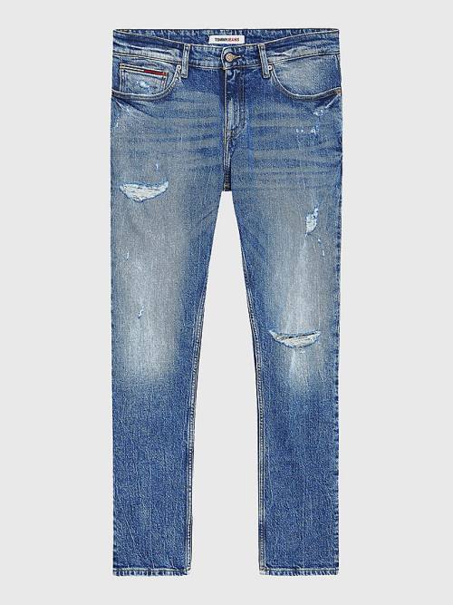 Muške Tommy Hilfiger Scanton Washed & Worn Slim Fit Farmerke Denim Plava | TH836NFE