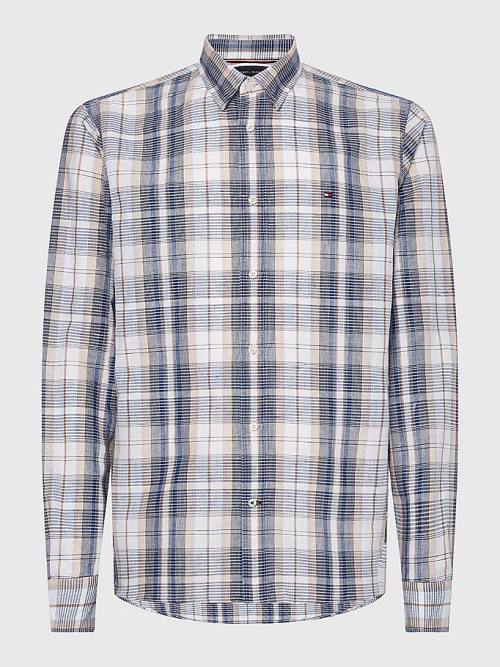 Muške Tommy Hilfiger Shaded Check Košulje Bež | TH841LXV