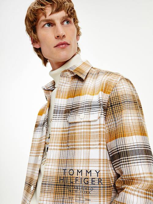 Muške Tommy Hilfiger Shadow Check Relaxed Fit Overshirt Košulje Braon | TH970ZXA