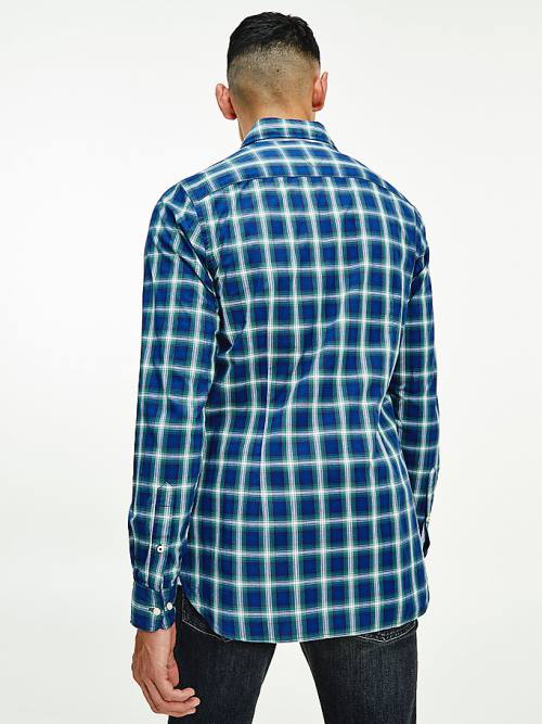 Muške Tommy Hilfiger Shadow Check Slim Fit Košulje Plava | TH360MCP