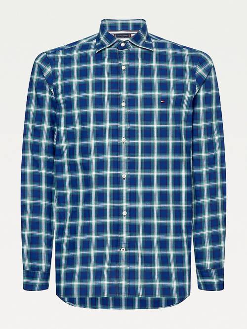 Muške Tommy Hilfiger Shadow Check Slim Fit Košulje Plava | TH360MCP