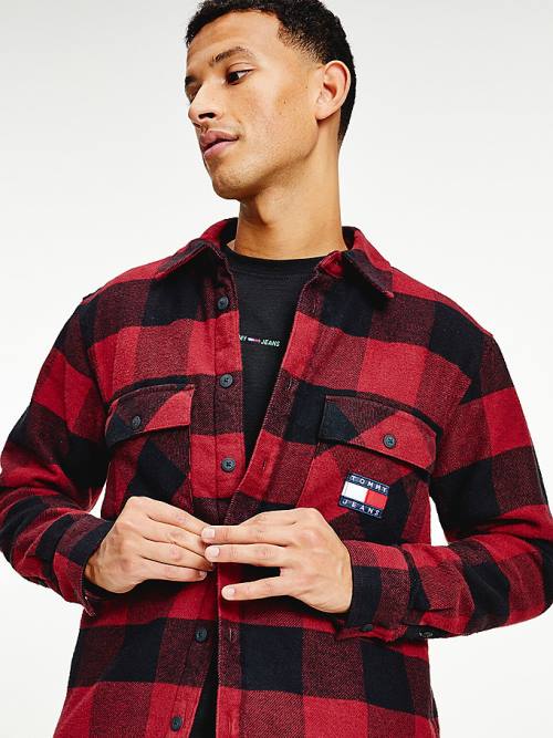 Muške Tommy Hilfiger Sherpa Flannel Oversized Overshirt Košulje Crveni | TH632NUJ