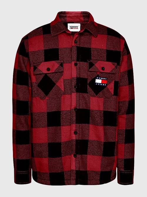 Muške Tommy Hilfiger Sherpa Flannel Oversized Overshirt Košulje Crveni | TH632NUJ