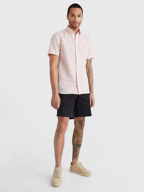 Muške Tommy Hilfiger Short Sleeve Tapered Regular Fit Košulje Roza | TH957QYC