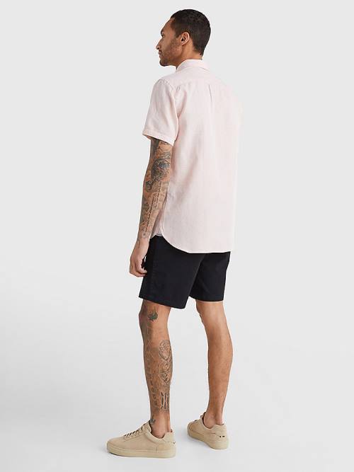 Muške Tommy Hilfiger Short Sleeve Tapered Regular Fit Košulje Roza | TH957QYC