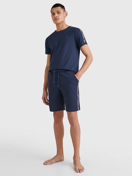 Muške Tommy Hilfiger Side Logo Drawstring Shorts Pidžama Plava | TH491XEL