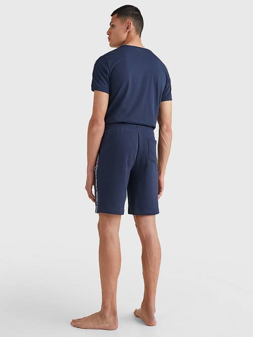 Muške Tommy Hilfiger Side Logo Drawstring Shorts Pidžama Plava | TH491XEL