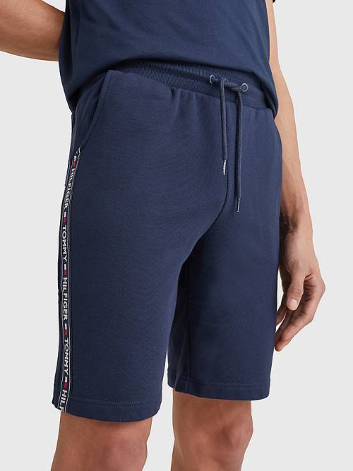 Muške Tommy Hilfiger Side Logo Drawstring Shorts Pidžama Plava | TH491XEL