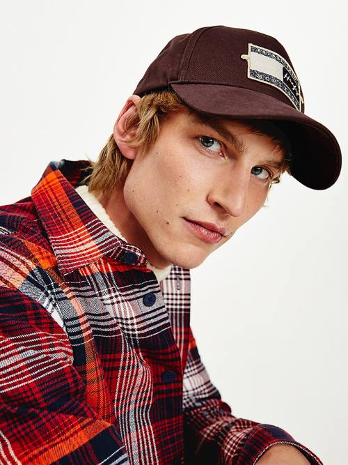 Muške Tommy Hilfiger Signature Badge Cap Kape Crveni | TH452RFQ