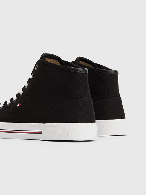 Muške Tommy Hilfiger Signature Canvas Mid-Top Patike Crna | TH539FIM