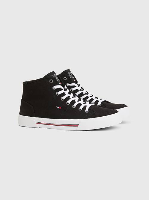 Muške Tommy Hilfiger Signature Canvas Mid-Top Patike Crna | TH539FIM