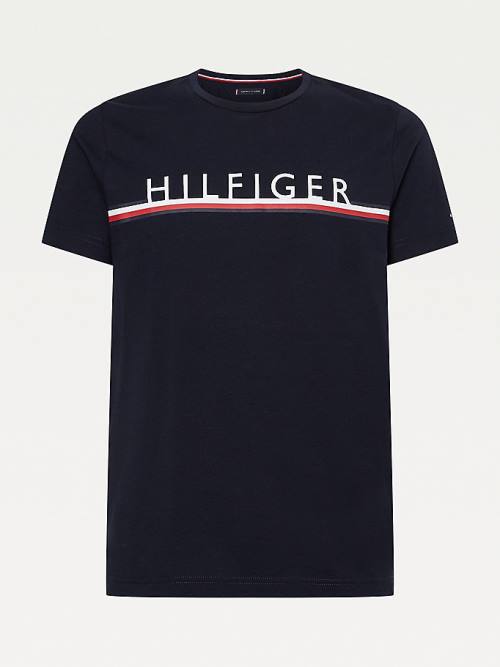 Muške Tommy Hilfiger Signature Detail Organic Cotton Majice Plava | TH763RGF