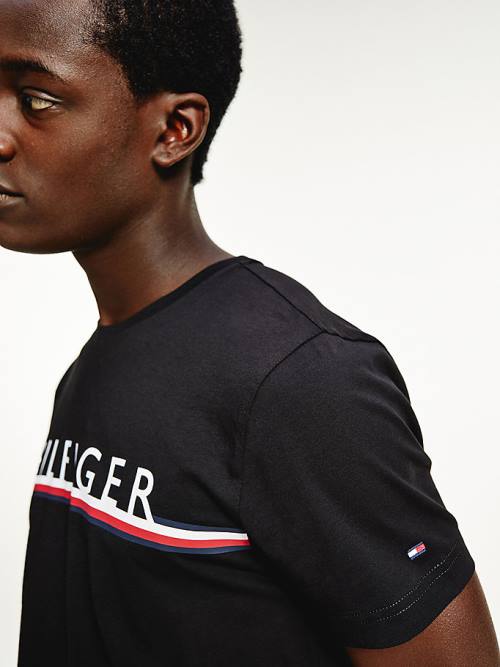 Muške Tommy Hilfiger Signature Detail Organic Cotton Majice Crna | TH971YGA