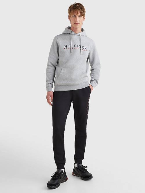 Muške Tommy Hilfiger Signature Flex Fleece Logo Duks Hoodie Siva | TH190BSO