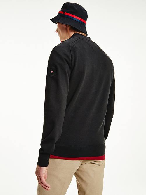 Muške Tommy Hilfiger Signature Half-Zip Jumper Džemper Crna | TH387LBT