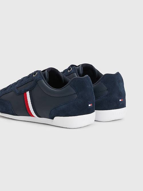 Muške Tommy Hilfiger Signature Leather Mix Cupsole Patike Plava | TH045LXA