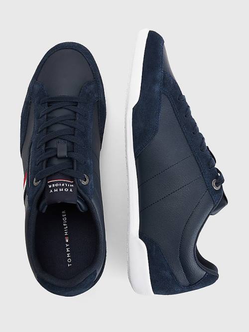 Muške Tommy Hilfiger Signature Leather Mix Cupsole Patike Plava | TH045LXA