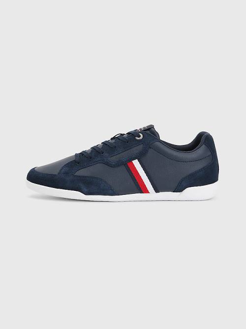 Muške Tommy Hilfiger Signature Leather Mix Cupsole Patike Plava | TH045LXA