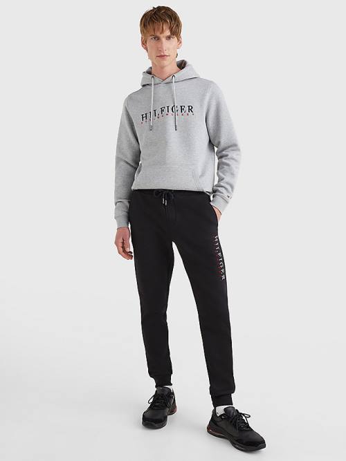 Muške Tommy Hilfiger Signature Leg Logo Joggers Pantalone Crna | TH243VYT