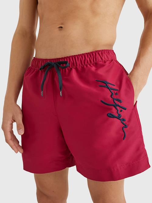 Muške Tommy Hilfiger Signature Logo Mid Length Shorts Kupaći Kostimi Roza | TH871XDN