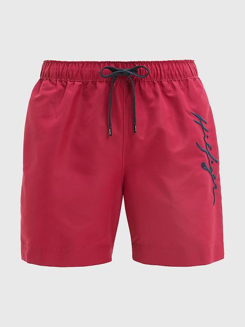 Muške Tommy Hilfiger Signature Logo Mid Length Shorts Kupaći Kostimi Roza | TH871XDN