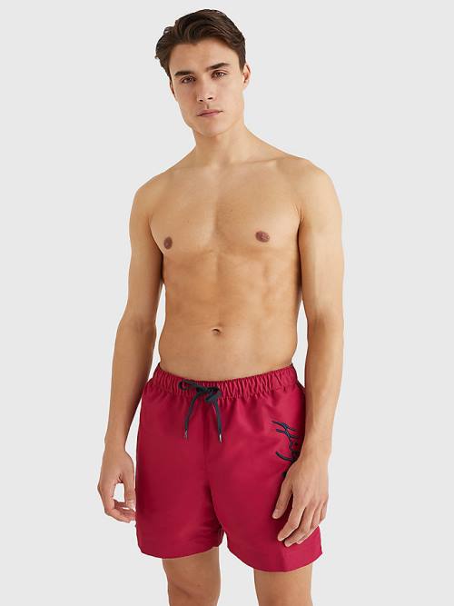 Muške Tommy Hilfiger Signature Logo Mid Length Shorts Kupaći Kostimi Roza | TH871XDN