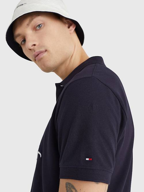 Muške Tommy Hilfiger Signature Logo Regular Fit Polo Majice Plava | TH417FZI