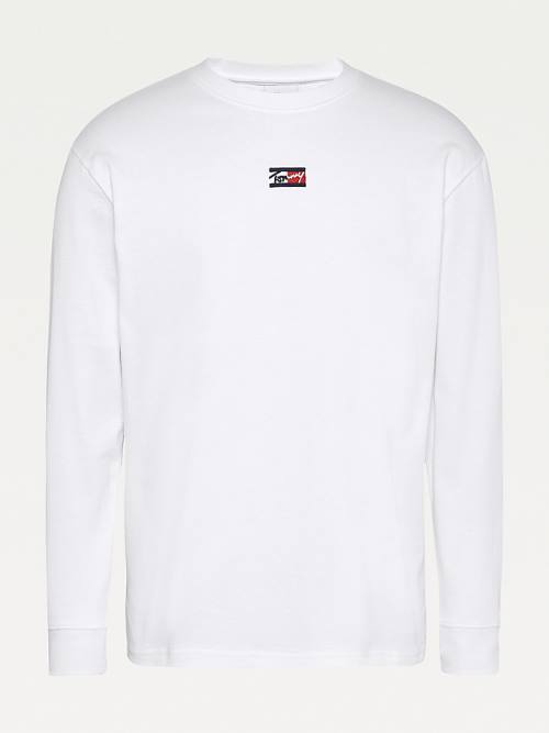 Muške Tommy Hilfiger Signature Long Sleeve Majice Bela | TH190JKT