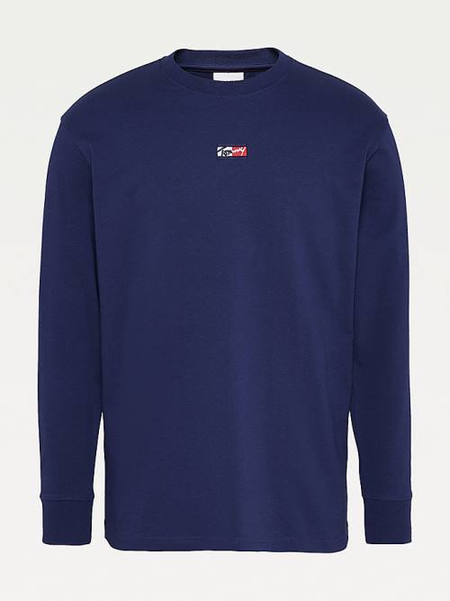 Muške Tommy Hilfiger Signature Long Sleeve Majice Plava | TH834AKB