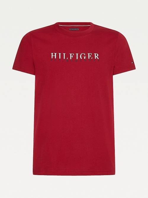 Muške Tommy Hilfiger Signature Organic Cotton Graphic Logo Majice Crveni | TH098YUQ