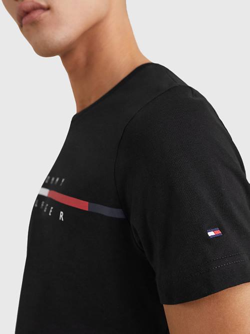 Muške Tommy Hilfiger Signature Split Logo Majice Crna | TH421VUF