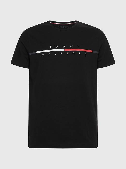 Muške Tommy Hilfiger Signature Split Logo Majice Crna | TH421VUF