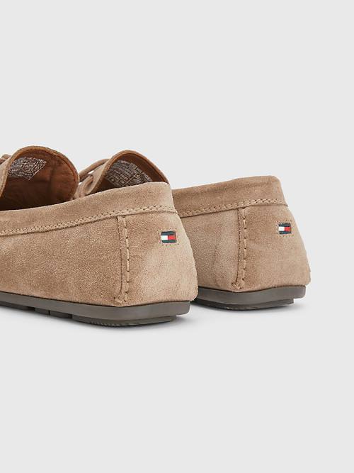 Muške Tommy Hilfiger Signature Suede Driver With Laces Casual Cipele Kaki | TH390IYB