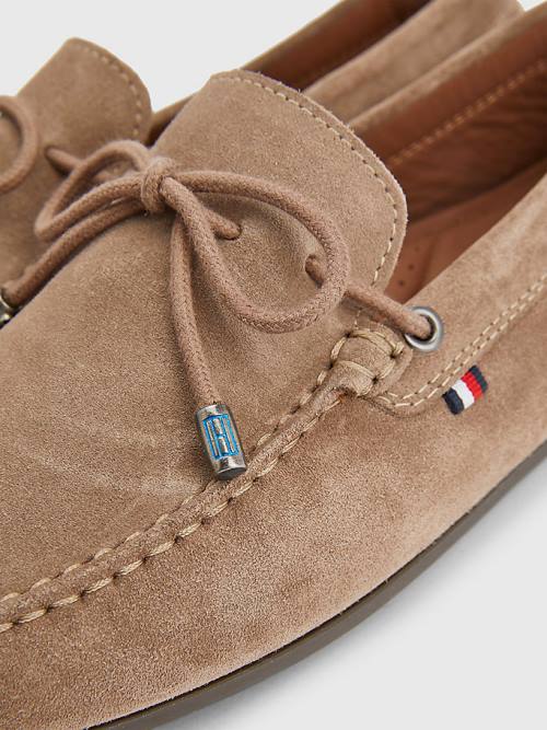 Muške Tommy Hilfiger Signature Suede Driver With Laces Casual Cipele Kaki | TH390IYB