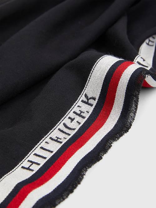 Muške Tommy Hilfiger Signature Tape Logo Selvedge Marame Crna | TH364WJX