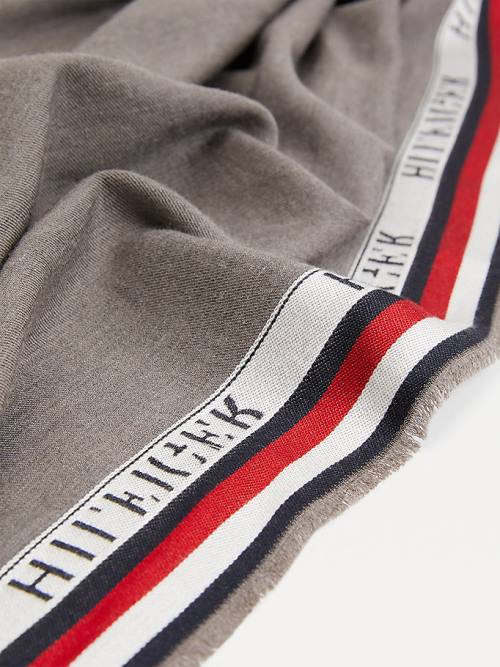 Muške Tommy Hilfiger Signature Tape Logo Selvedge Marame Siva | TH561BKD