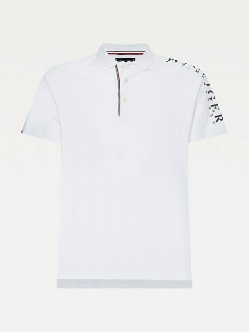 Muške Tommy Hilfiger Sleeve Logo Regular Fit Polo Majice Bela | TH561BOH