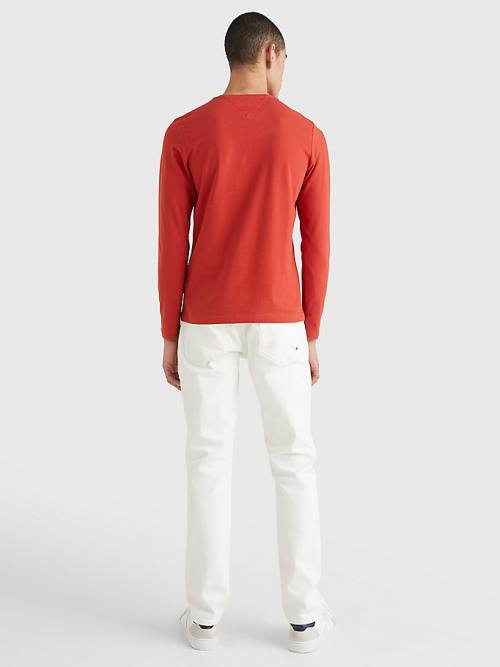 Muške Tommy Hilfiger Slim Fit Long Sleeve Majice Crveni | TH239IJS