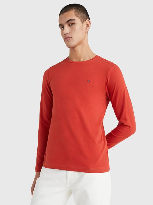 Muške Tommy Hilfiger Slim Fit Long Sleeve Majice Crveni | TH239IJS