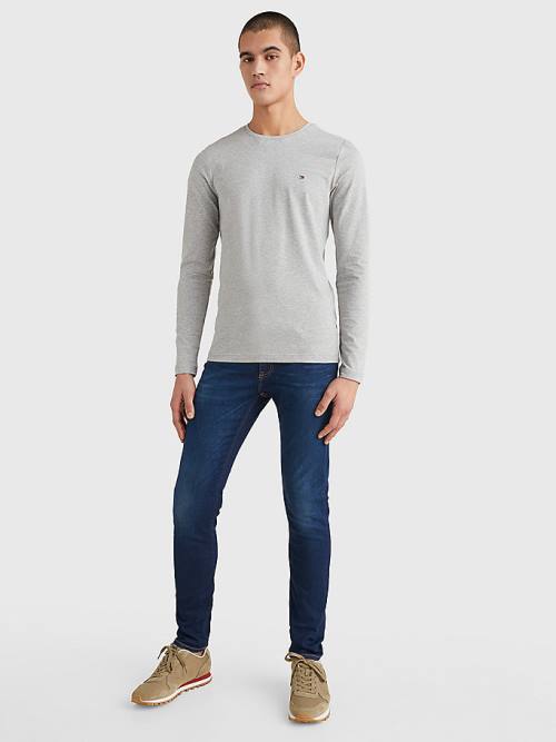 Muške Tommy Hilfiger Slim Fit Long Sleeve Majice Siva | TH240EYZ