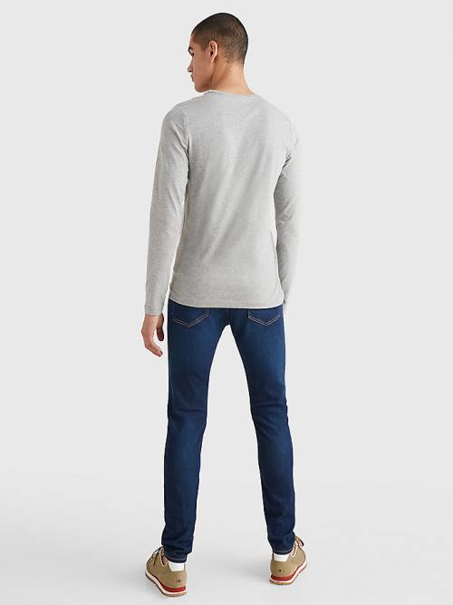 Muške Tommy Hilfiger Slim Fit Long Sleeve Majice Siva | TH240EYZ