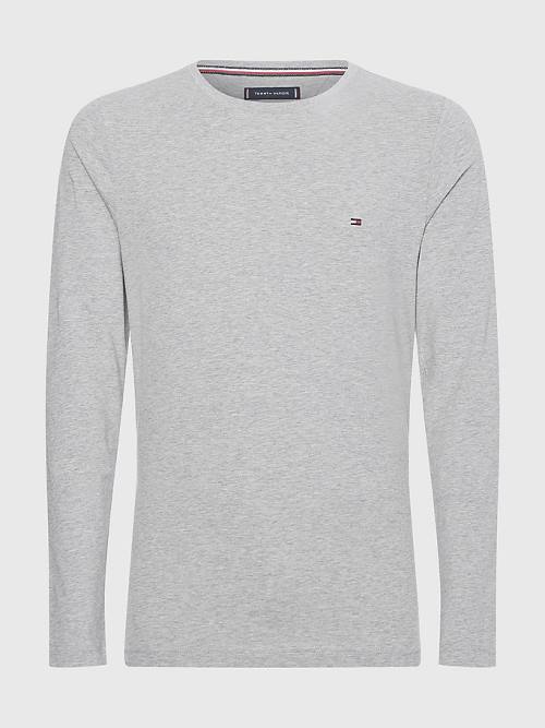 Muške Tommy Hilfiger Slim Fit Long Sleeve Majice Siva | TH240EYZ